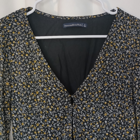 Abercrombie Fitch Ditsy Floral Maxi Dress Small Ruffle Faux Wrap Cottagecore - Picture 2 of 13